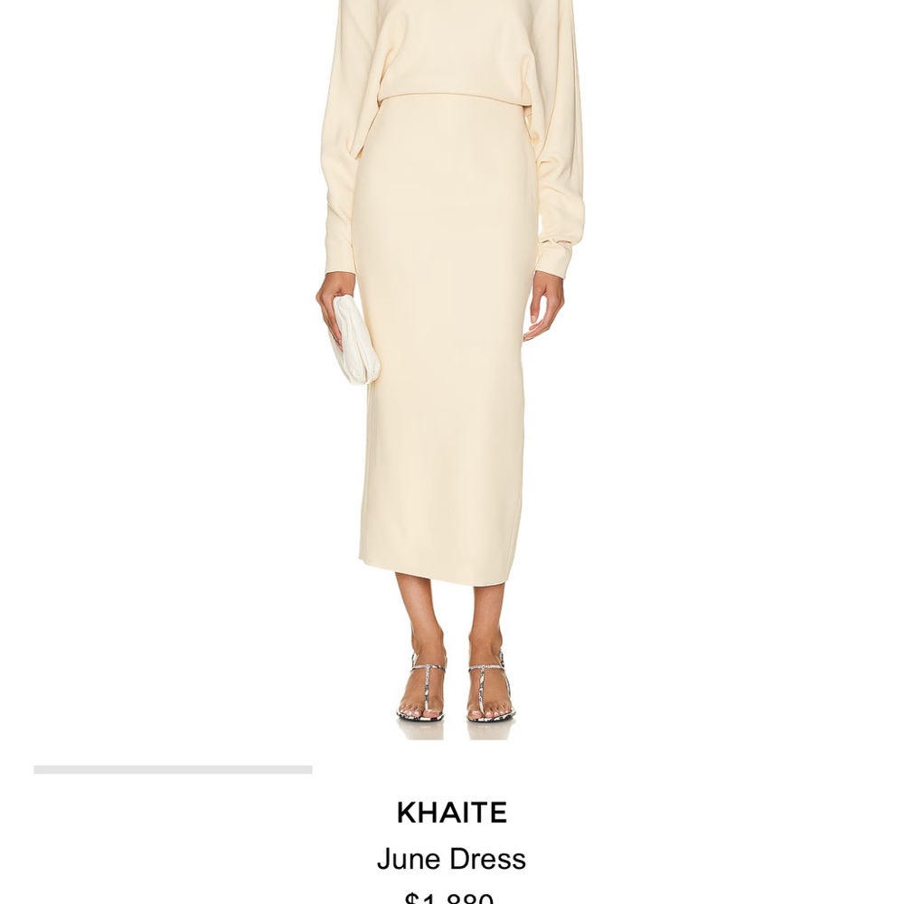 NWT - KHAITE Off-Shoulder Cream Wool Dress